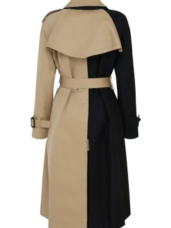 Trench lungo in gabardina di misto cotone