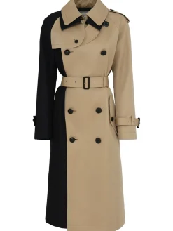 Trench lungo in gabardina di misto cotone