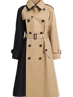 Trench lungo in gabardina di misto cotone