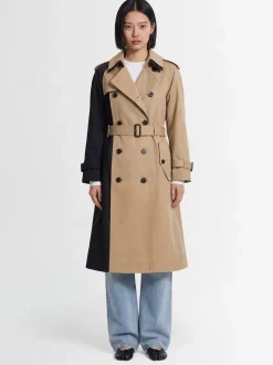 Trench lungo in gabardina di misto cotone