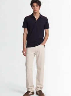 Tricolor-Trimmed cotton polo shirt