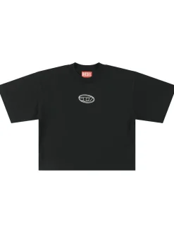 T-shirt cropped in jersey di cotone