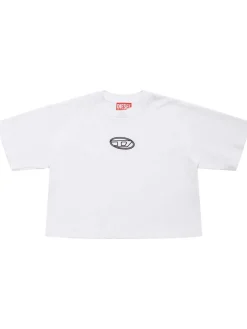 T-shirt cropped in jersey di cotone