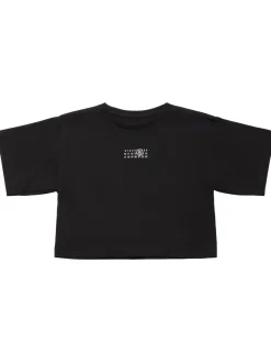 T-shirt cropped in jersey di cotone