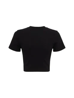 T-shirt cropped in misto cotone con logo Angel