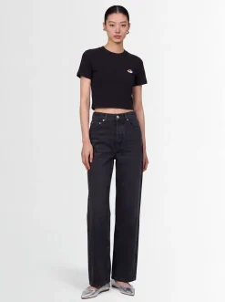 T-shirt cropped in misto cotone con logo Angel
