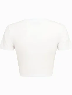 T-shirt cropped in misto cotone con logo Angel