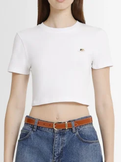 T-shirt cropped in misto cotone con logo Angel