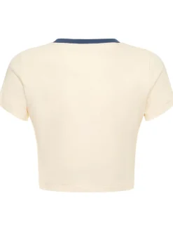 T-shirt cropped Love Life in cotone con stampa