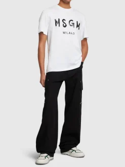 T-shirt in jersey di cotone con logo stampato