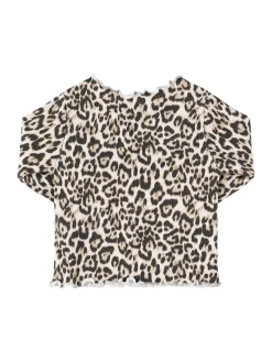 T-shirt in misto cotone con stampa leopardata