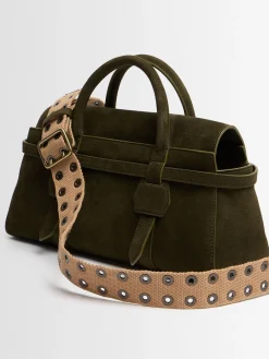 Twin Utility suede shoulder bag