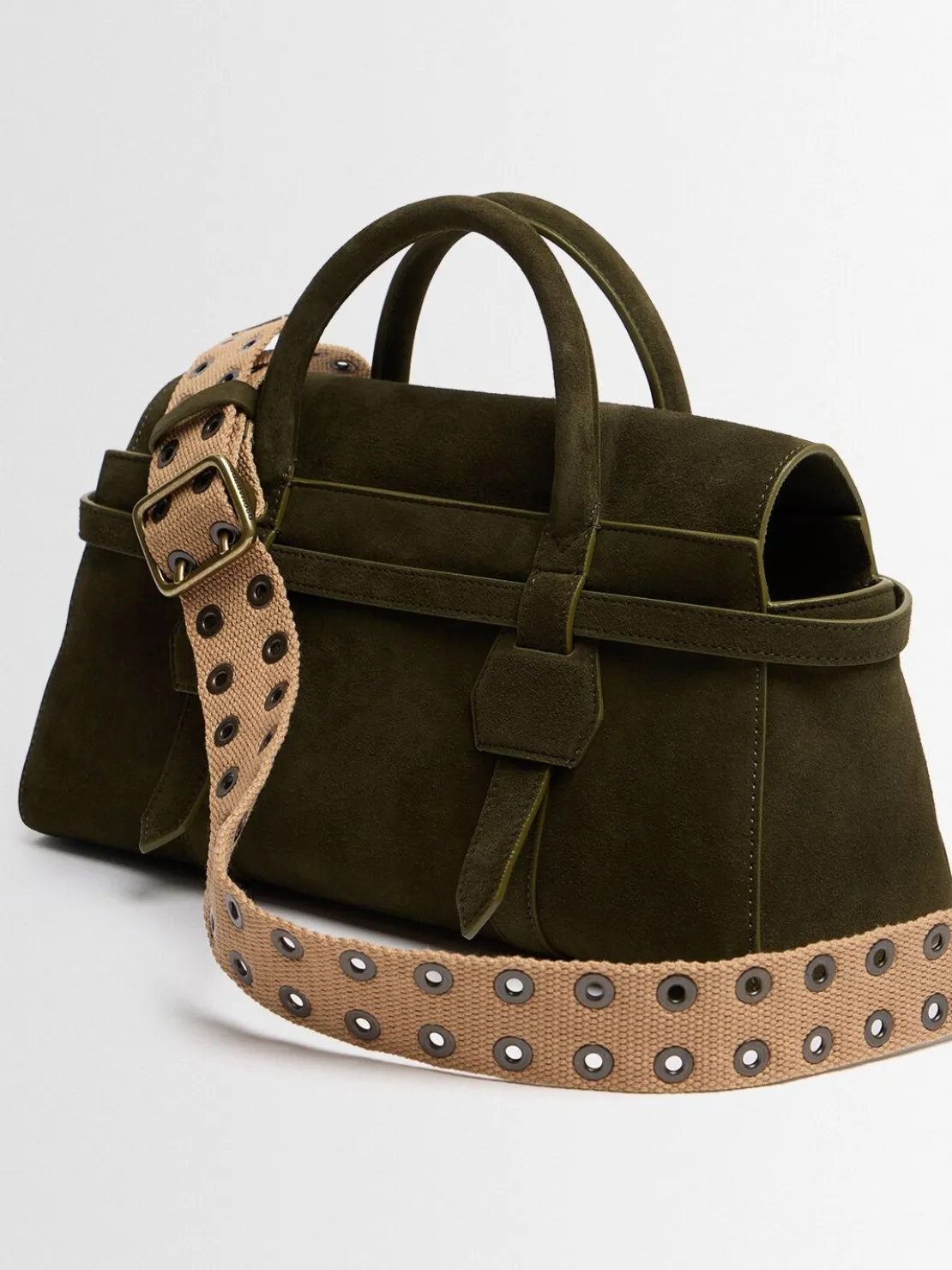 Twin Utility suede shoulder bag
