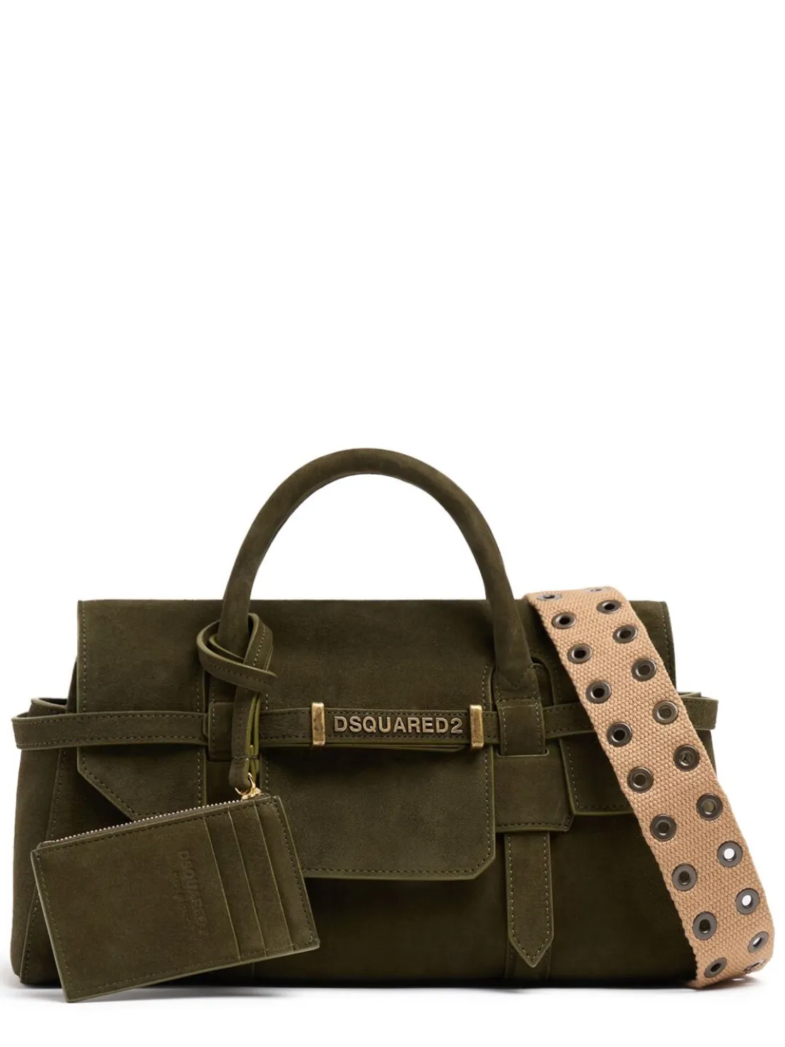 Twin Utility suede shoulder bag