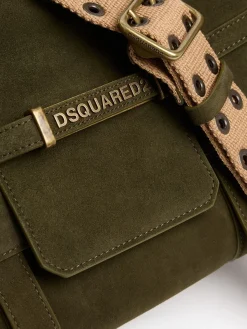 Twin Utility suede shoulder bag