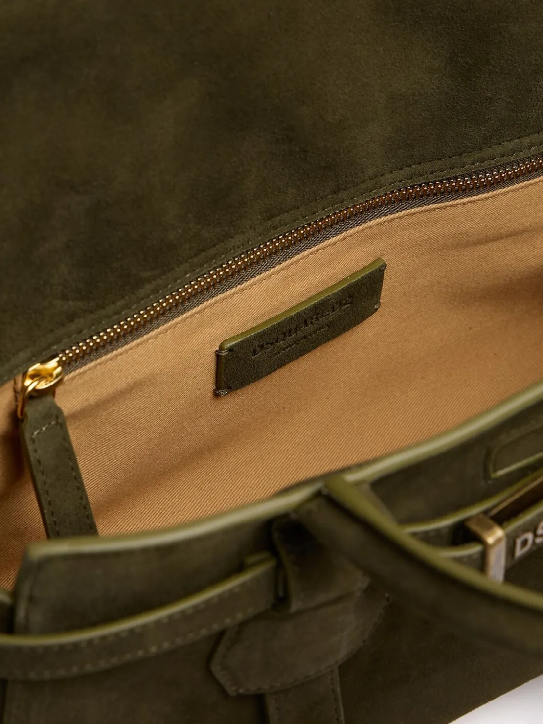 Twin Utility suede shoulder bag