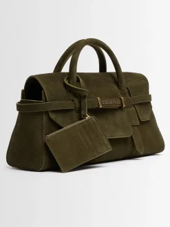 Twin Utility suede shoulder bag