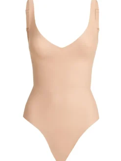 Unlined plunge thong bodysuit