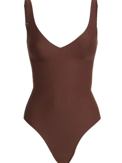 Unlined plunge thong bodysuit