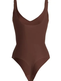 Unlined plunge thong bodysuit