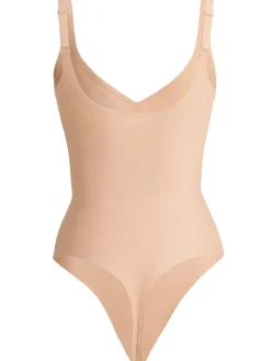 Unlined plunge thong bodysuit