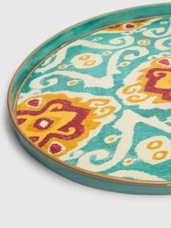 Vassoio Ikat in ferro dipinto a mano