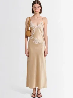 Vera satin & lace midi dress