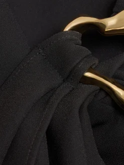 Vestito asimmetrico in cady con decorazioni