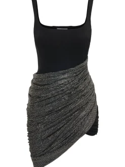 Vestito asimmetrico in viscosa drappeggiata
