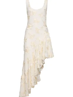 Vestito asimmetrico Tanmieka in pizzo con volant
