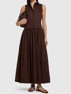 Vestito chemisier lungo Sama in popeline di cotone