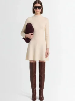 Vestito collo alto in misto lana