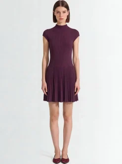 Vestito corto in cotone plissé