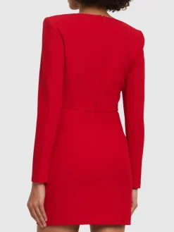 Vestito corto in crepe a maniche lunghe