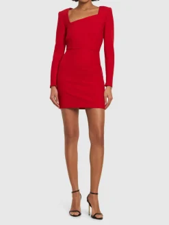 Vestito corto in crepe a maniche lunghe