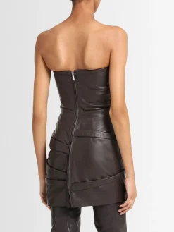 Vestito corto in pelle senza spalline