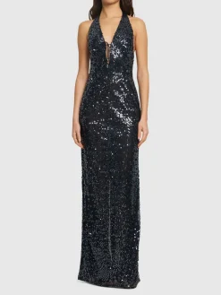 Vestito Eima con paillettes e schiena scoperta