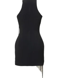 Vestito in cady / frange metallizzate