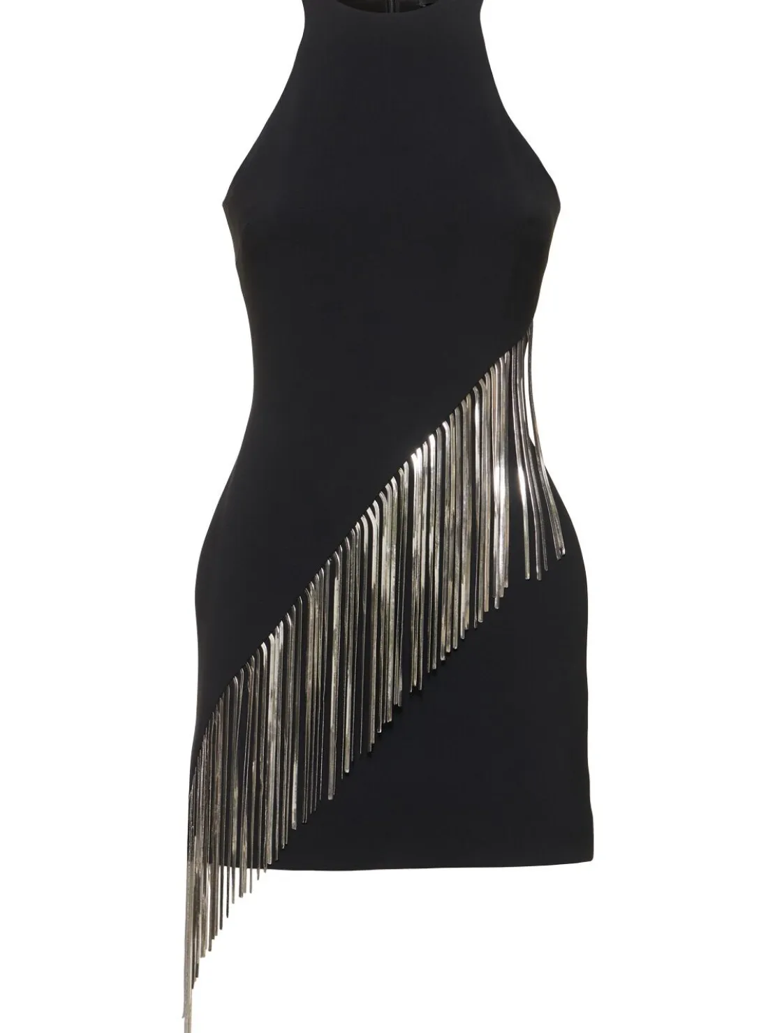 Vestito in cady / frange metallizzate