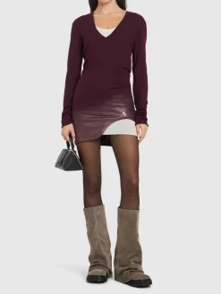 Vestito in cashmere e seta con scollo a V