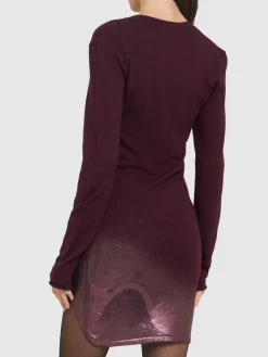 Vestito in cashmere e seta con scollo a V
