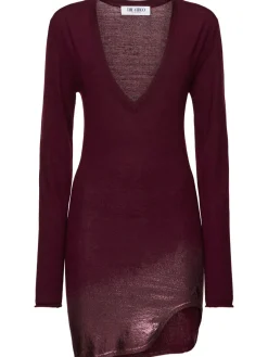 Vestito in cashmere e seta con scollo a V