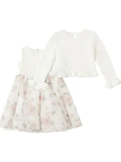 Vestito in cotone e tulle con fiore