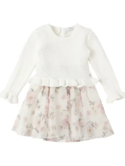 Vestito in cotone e tulle con fiore