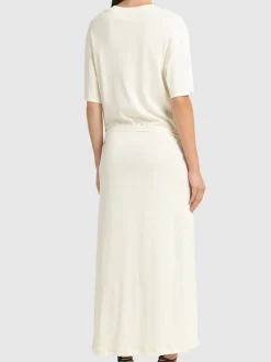 Vestito in jersey a costine con cintura