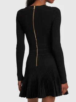 Vestito in jersey di viscosa / plissé