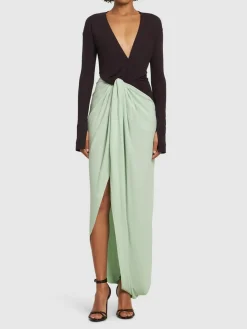 Vestito in jersey fluido con dettaglio nodo