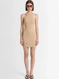 Vestito in jersey stretch a costine con cutout