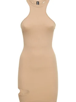 Vestito in jersey stretch a costine con cutout