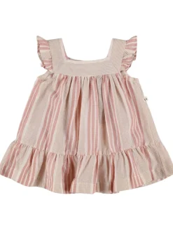 Vestito in misto cotone biologico stampa a righe